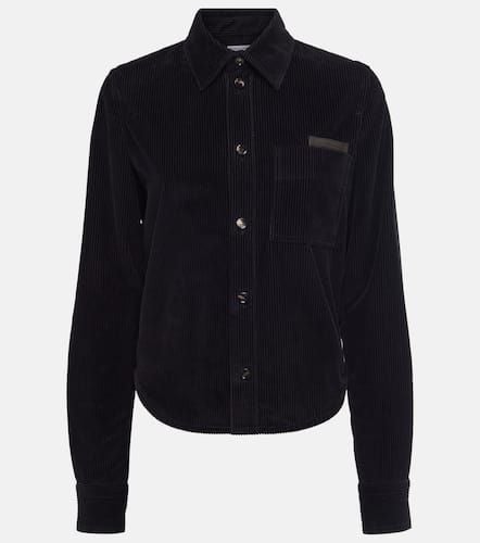 Leather-trimmed cotton corduroy shirt - Bottega Veneta - Modalova