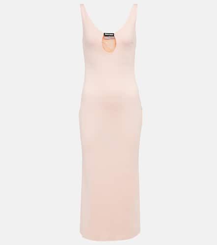 Logo cutout jersey midi dress - Miu Miu - Modalova