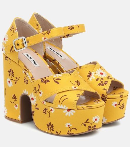 Sandalias florales con plataforma - Miu Miu - Modalova