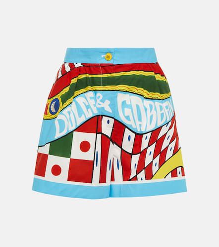 Shorts de algodón de tiro alto estampados - Dolce&Gabbana - Modalova