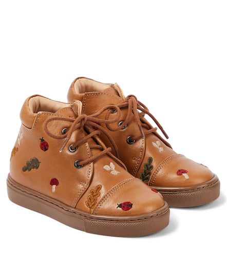 Embroidered lace-up leather shoes - Petit Nord - Modalova