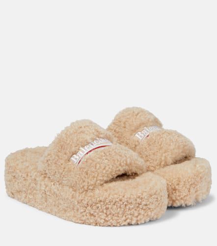 Logo faux shearling slides - Balenciaga - Modalova