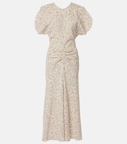 Vestido midi floral fruncido - Victoria Beckham - Modalova