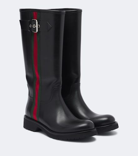 Gucci Botas biker de piel con Web - Gucci - Modalova