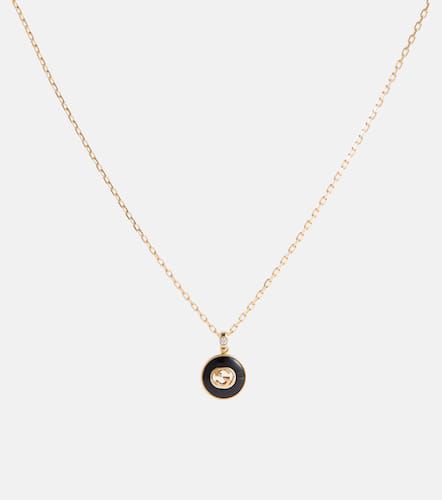 Interlocking G 18kt gold necklace with onyx and diamond - Gucci - Modalova