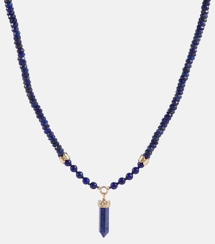 Kt gold beaded necklace with diamonds and lapis - Sydney Evan - Modalova