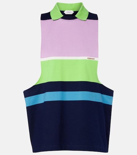 Tank top de jersey de algodón a rayas - Versace - Modalova