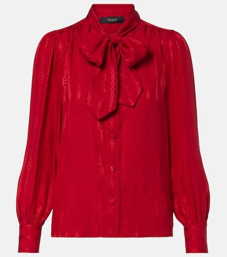 Camicia Interlocking G in seta jacquard - Gucci - Modalova