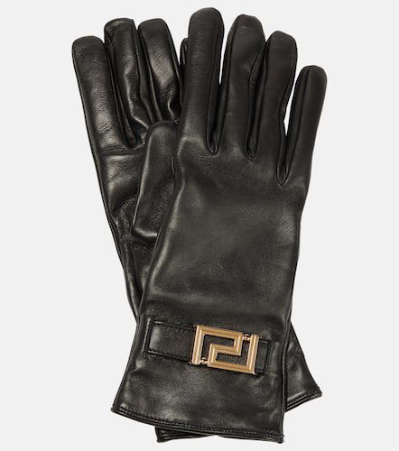 Versace Greca leather gloves - Versace - Modalova