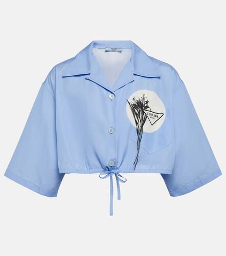 Camicia cropped in cotone con stampa - Prada - Modalova