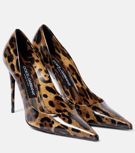 Pumps in pelle con stampa leopardata - Dolce&Gabbana - Modalova