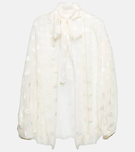 Blusa en mezcla de seda con logo - Dolce&Gabbana - Modalova
