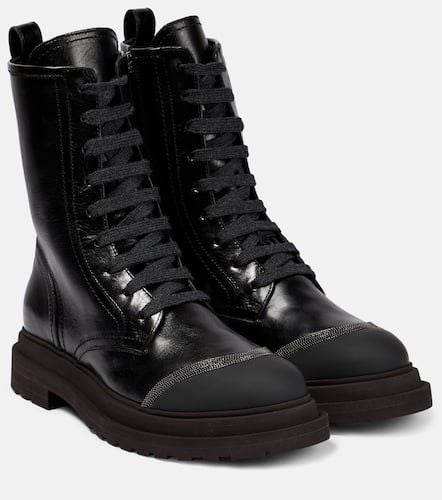 Lace-up leather ankle boots - Brunello Cucinelli - Modalova