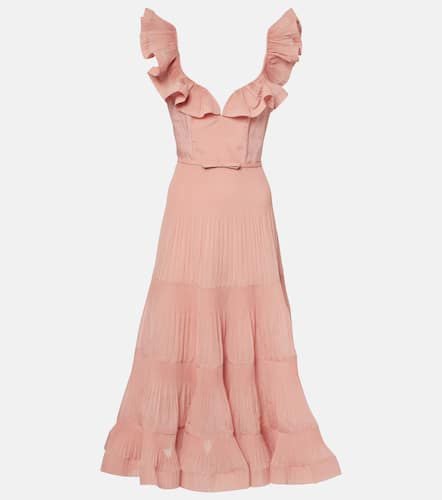 Vestido midi plisado con volantes - Zimmermann - Modalova