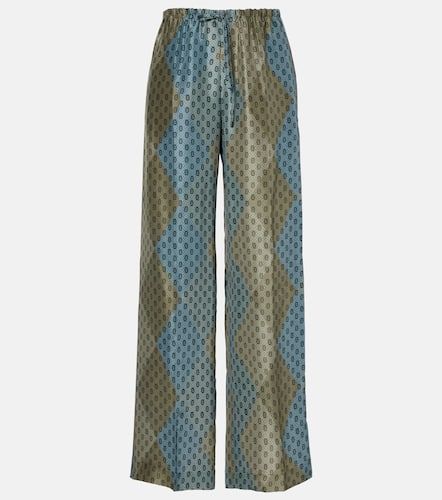Pantaloni regular in raso di seta con stampa - Dries Van Noten - Modalova