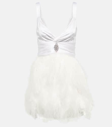 Feather-trimmed embellished silk minidress - Alessandra Rich - Modalova