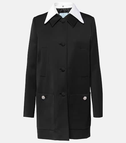 Satin-trimmed virgin wool coat - Prada - Modalova