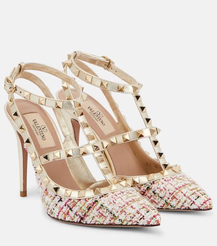 Pumps Rockstud 100 aus Bouclé und Metallic-Leder - Valentino Garavani - Modalova