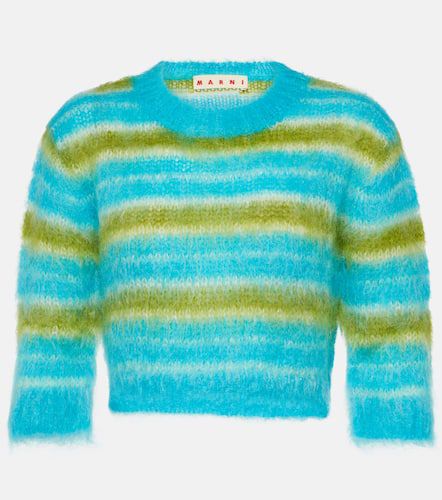 Pullover cropped in misto mohair a righe - Marni - Modalova