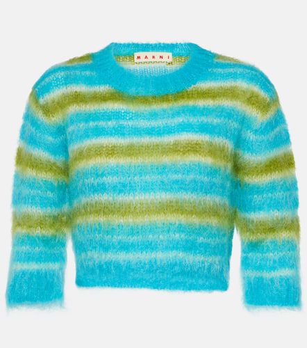 Striped cropped mohair-blend sweater - Marni - Modalova