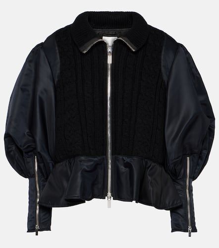 Peplum wool and technical bomber jacket - Noir Kei Ninomiya - Modalova