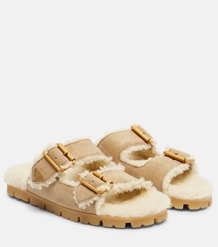 Prada Shearling-lined suede sandals - Prada - Modalova