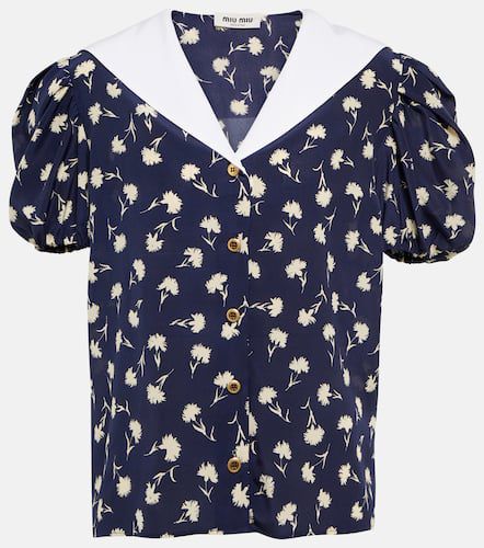 Floral silk crÃªpe de chine blouse - Miu Miu - Modalova