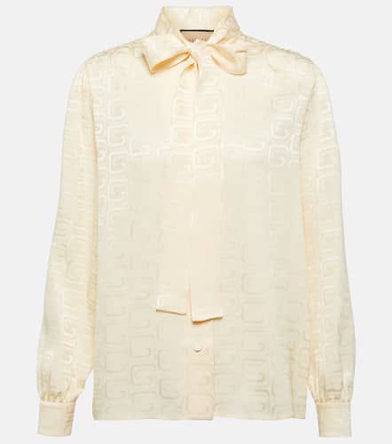 Bow-detailed GG silk jacquard blouse - Gucci - Modalova