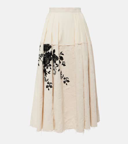 Embroidered cotton jacquard midi skirt - Erdem - Modalova