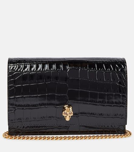 Skull Small leather crossbody bag - McQueen - Modalova