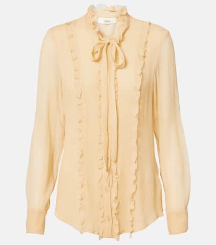 Chloé Blusa de crepé de seda con volantes - Chloe - Modalova