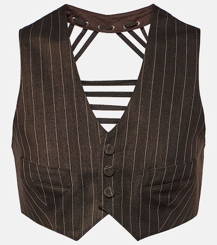 Pinstripe cropped wool-blend vest - Jean Paul Gaultier - Modalova