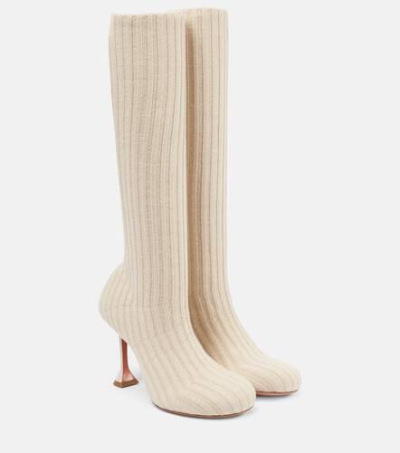 Veneda 95 stretch ribbed-knit knee boots - Amina Muaddi - Modalova