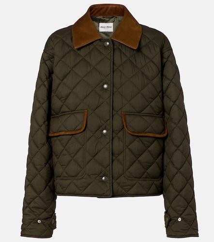 Quilted leather-trimmed jacket - Miu Miu - Modalova
