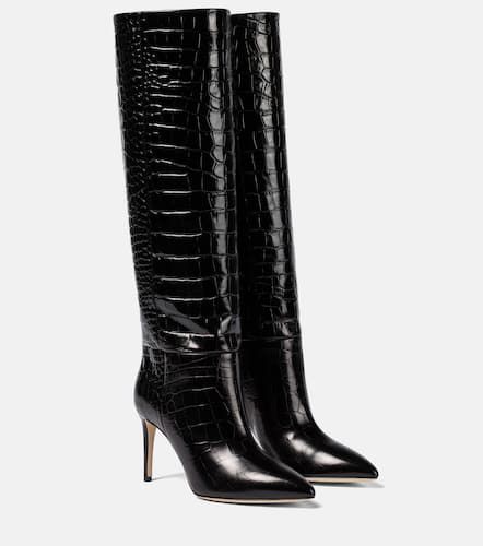 Croc-effect leather knee-high boots - Paris Texas - Modalova