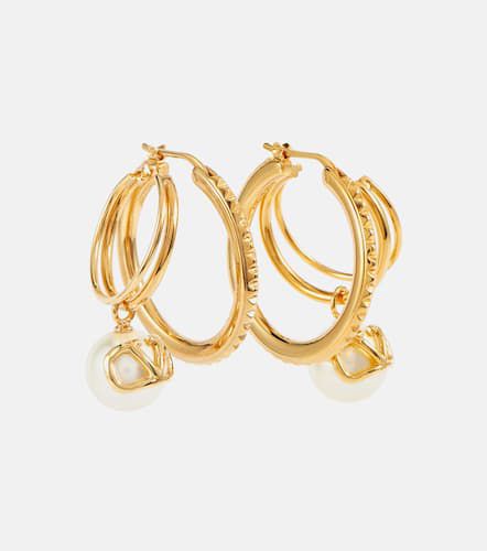 VLogo faux pearl hoop earrings - Valentino - Modalova