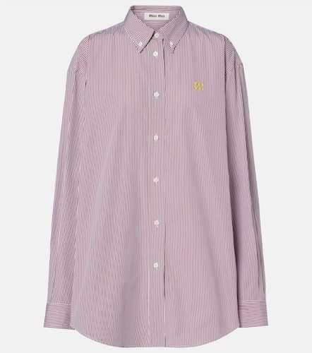 Camicia oversize in cotone a righe - Miu Miu - Modalova