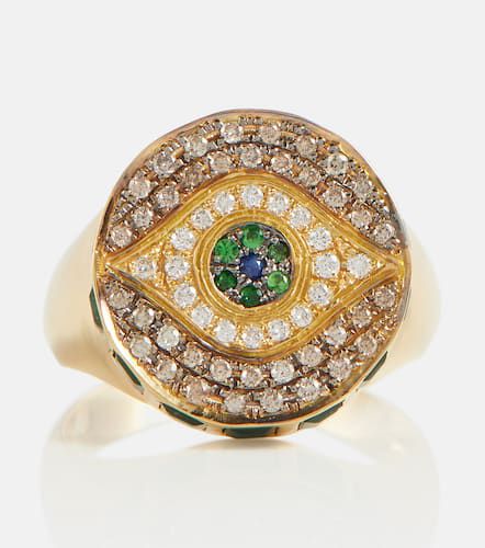 Dawn Candy 18kt gold ring with diamonds and gemstones - Ileana Makri - Modalova