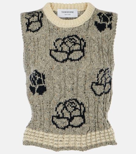 Chaleco de lana y mohair en intarsia - Thom Browne - Modalova