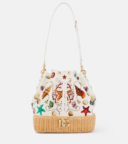 Bolso saco Capri DG de lona con rafia - Dolce&Gabbana - Modalova