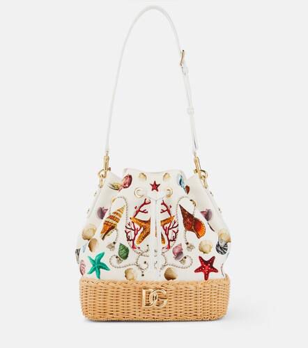 Capri DG raffia-trimmed canvas bucket bag - Dolce&Gabbana - Modalova