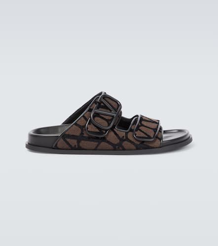 Toile Iconographe leather-trimmed sandals - Valentino Garavani - Modalova