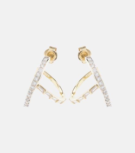 Kt Y-bar hoop earrings with diamonds - Mateo - Modalova