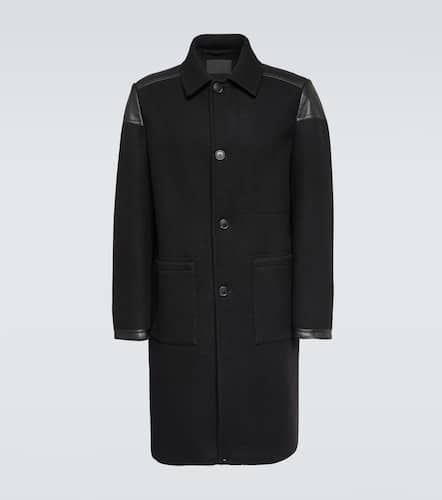 Leather-trimmed wool-blend coat - Prada - Modalova
