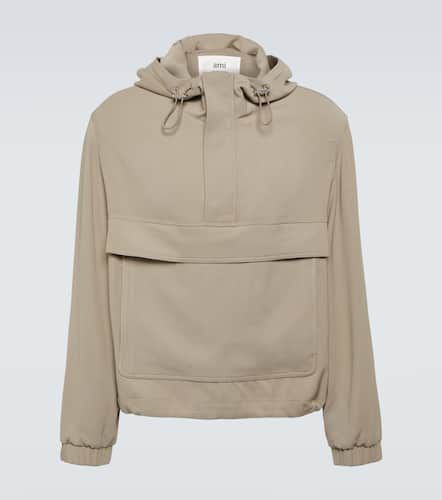 Hooded half-zip twill jacket - Ami Paris - Modalova