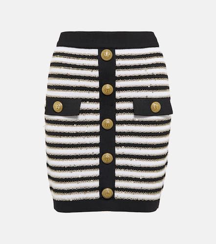 Striped high-rise knit miniskirt - Balmain - Modalova