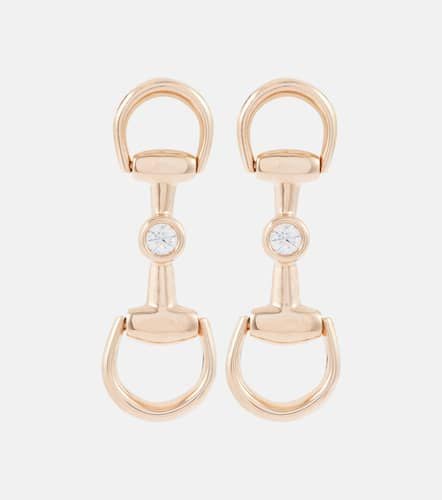 Horsebit 18kt rose earrings with diamonds - Gucci - Modalova