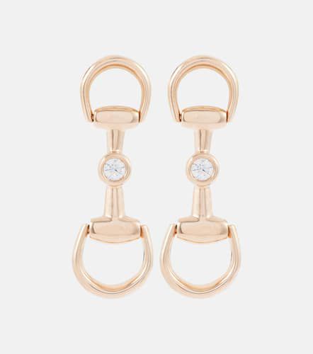 Pendientes de oro de 18 ct con diamante y Horsebit - Gucci - Modalova