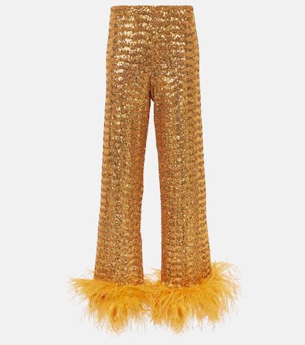 Oséree Feather-trimmed embellished wide-leg pants - Oseree - Modalova