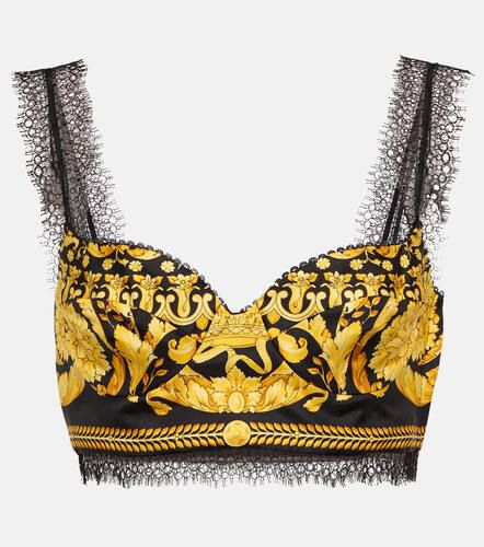 Barocco silk lace-trimmed crop top - Versace - Modalova